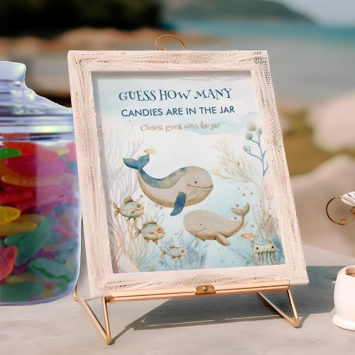 Guess How Many Whale Baby Shower Game Sign