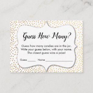 Guess How Many? White w/ Gold Confetti Game Card