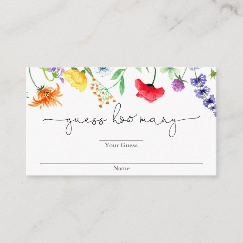 Guess How Many wildflower colorful spring summer Enclosure Card