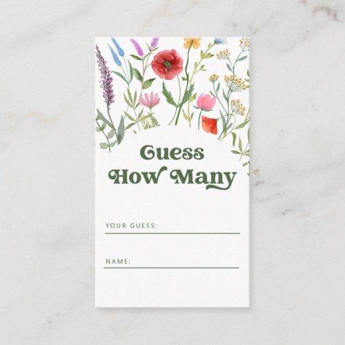 Guess How Many Wildflower Spring Summer Enclosure Card