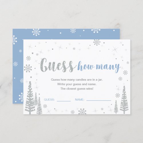 Guess How Many  Winter Blue Baby Shower Game Invi Invitation