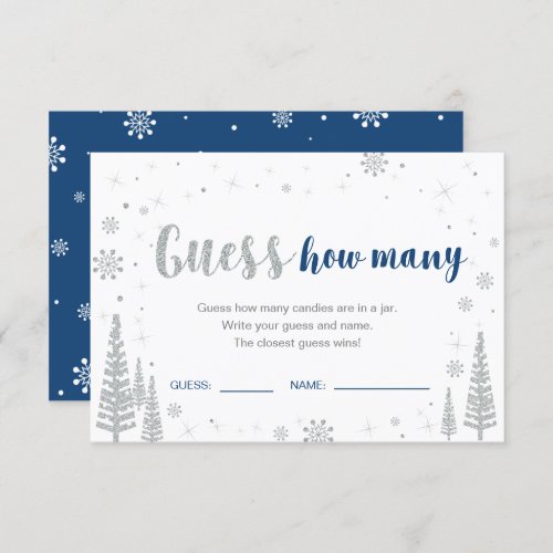 Guess How Many  Winter Blue Baby Shower Game Invitation