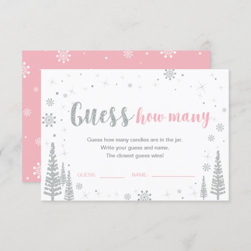 Guess How Many  Winter Pink Baby Shower Game Invitation