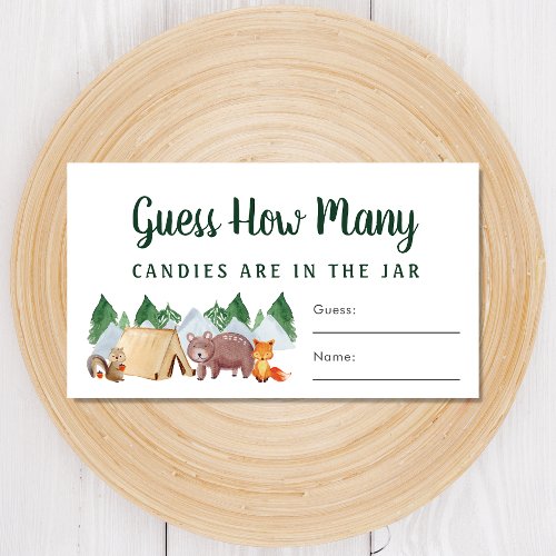 Guess How Many Woodland Animals Baby Shower Game Enclosure Card