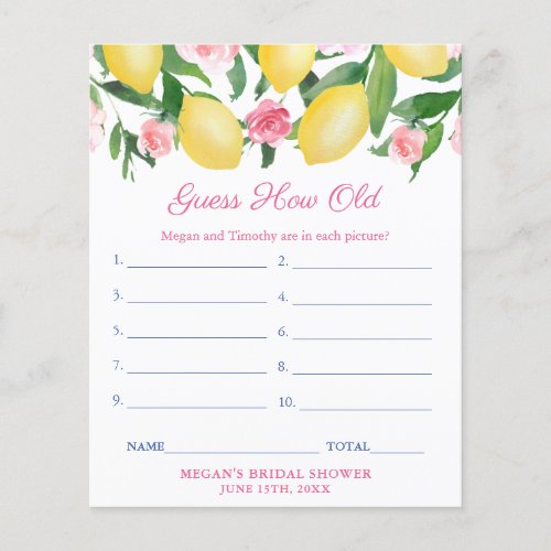 Guess How Old Baby Photos Bridal Shower Game Card Flyer