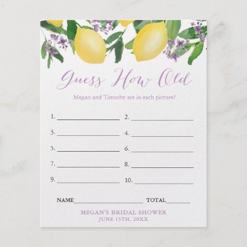 Guess How Old Bride Groom Bridal Shower Photo Game Flyer - Guess How Old? game, here printed onto economical flyer paper. Perfect if you are organizing a large shower and want to get as much as you can for your budget.