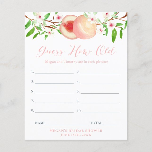 Guess How Old Bride Is in Photo Bridal Shower Game Flyer (Front)