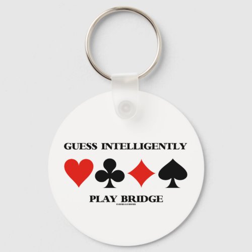Guess Intelligently Play Bridge Four Card Suits Keychain