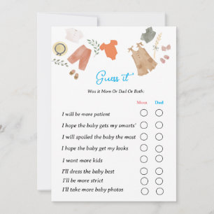 Guess it gender reveal party game mommy or dad invitation