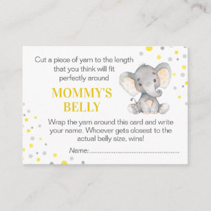 Guess Mommy's Belly Game Card Elephant Baby Shower