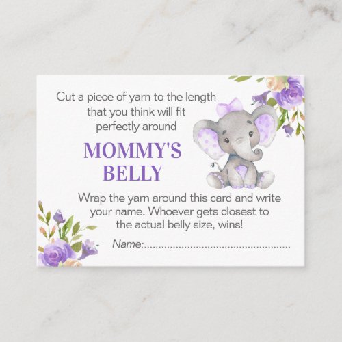 Guess Mommys Belly Game Card Elephant Baby Shower