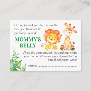 Guess Mommy's Belly Game Card Safari Baby Shower