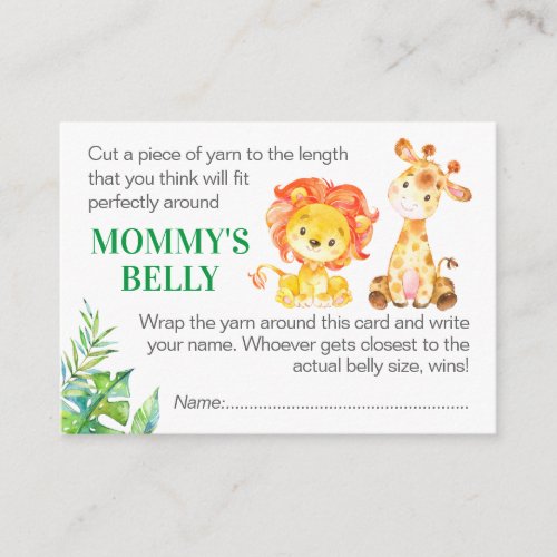 Guess Mommys Belly Game Card Safari Baby Shower