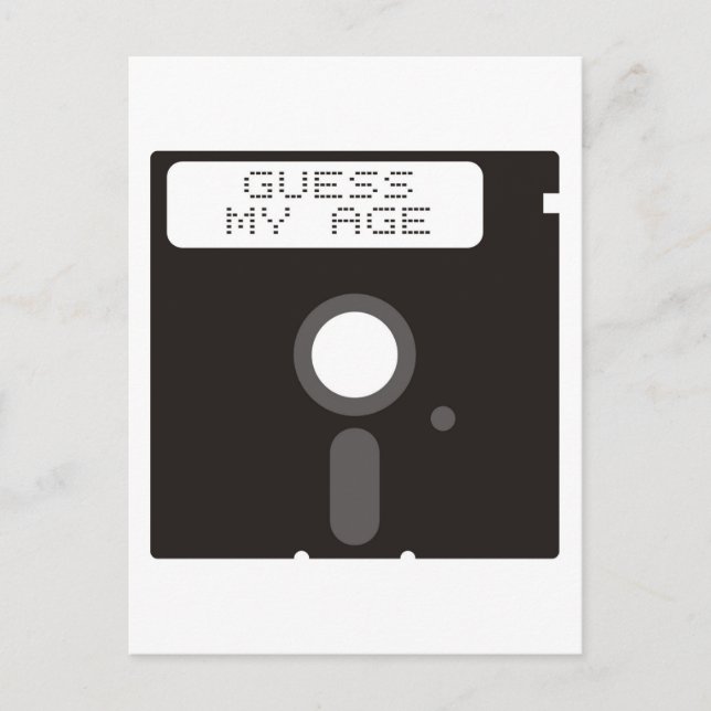 Guess my age. Funny old computer floppy disk Postcard (Front)