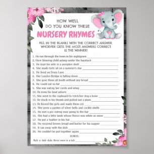 Guess Nursery Rhymes Girl Elephant Shower Game Poster