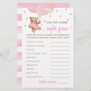Guess Right Price Game Baby Shower Teddy Bear