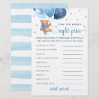 Guess Right Price Game Baby Shower Teddy Bear