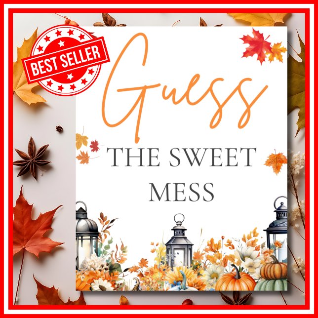 GUESS SWEET MESS Little Pumpkin Baby Shower GAME Poster (GUESS THE SWEET MESS A Little Pumpkin is on the Way Fall Autumn Baby Shower Game)