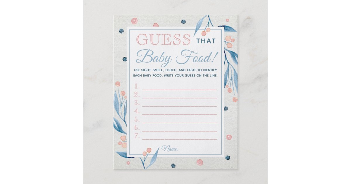 Guess That Baby Food Game Baby Shower Blue Pink Flyer Zazzle Com