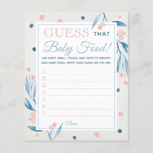 Guess That Baby Food Game, Baby Shower, Blue, Pink Flyer