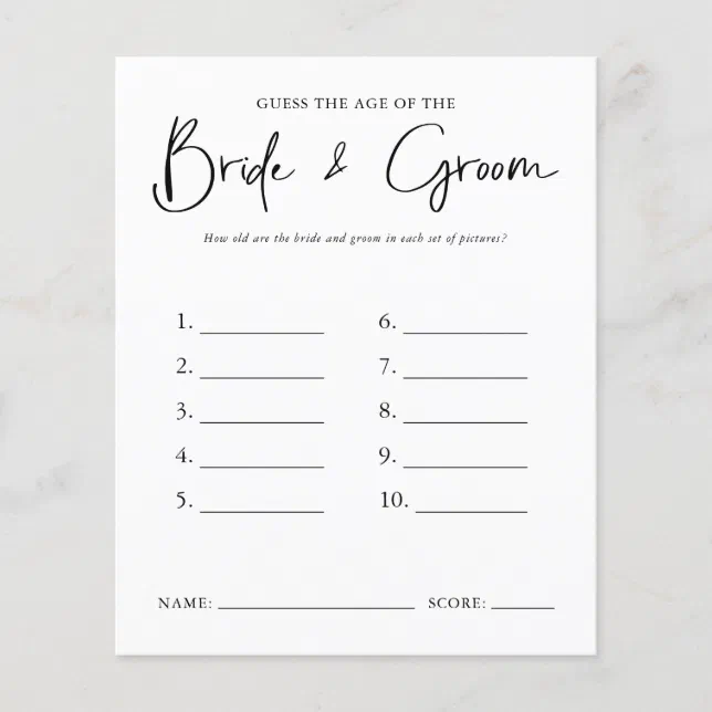 How Old Were The Bride And Groom Photo Guessing Game, Printable Bridal Shower Activity, Editable Couples Game, Minimalist Design