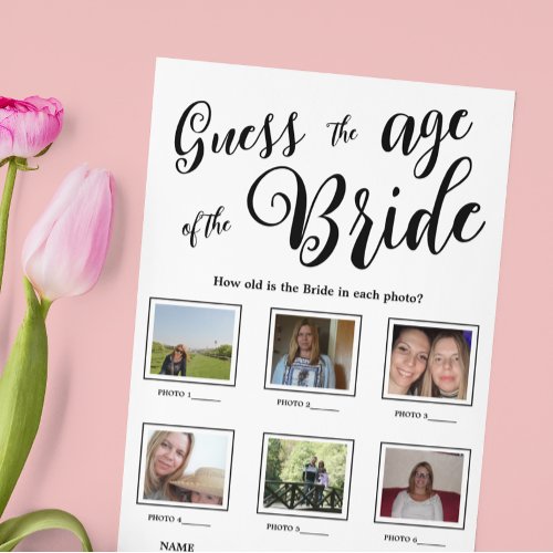 Guess the age of the Bride Bridal Shower Game