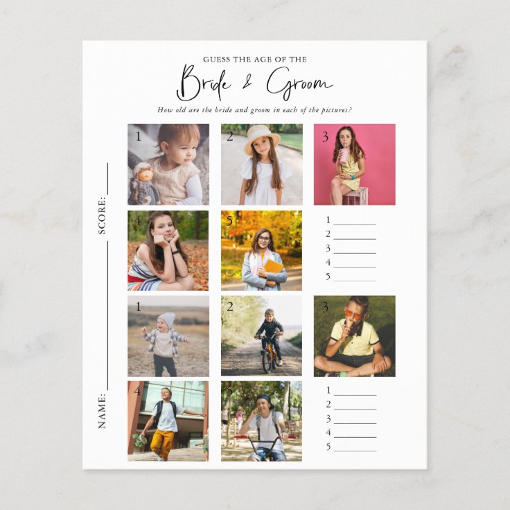 Guess The Age Photo Bridal Shower Game Zazzle