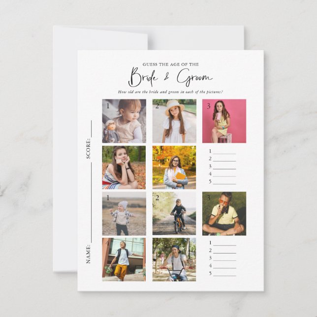 Guess The Age | Photo Bridal Shower Game Invitation (Front)