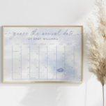 Guess The Arrival Date Calendar Cloud 9  Poster<br><div class="desc">Dreamy sky cloud nine themed baby shower game "guess the arrival date" .
Go to "edit using design tool" to move the due date cloud element to a different date.</div>