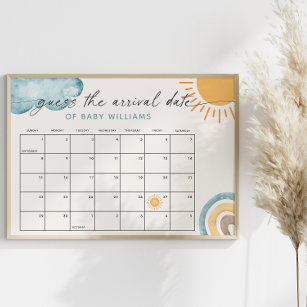 Guess The Arrival Date Calendar Sunshine Themed Poster