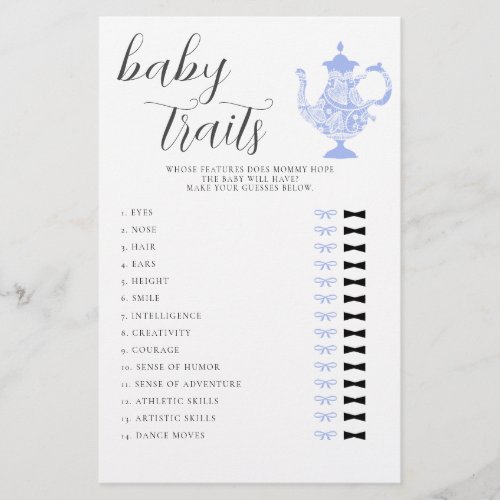 Guess the Baby Features Tea Party Boy Baby Shower Flyer