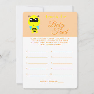 Guess the Baby Food | Baby Shower Bee Game Card