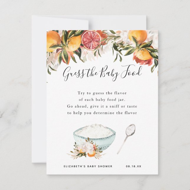 Guess the Baby Food | Baby Shower Game (Front)