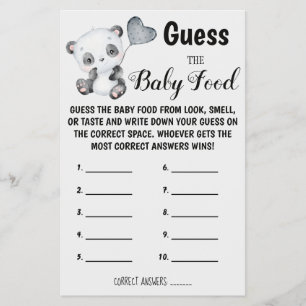 Guess the Baby Food Baby Shower Game Card Flyer