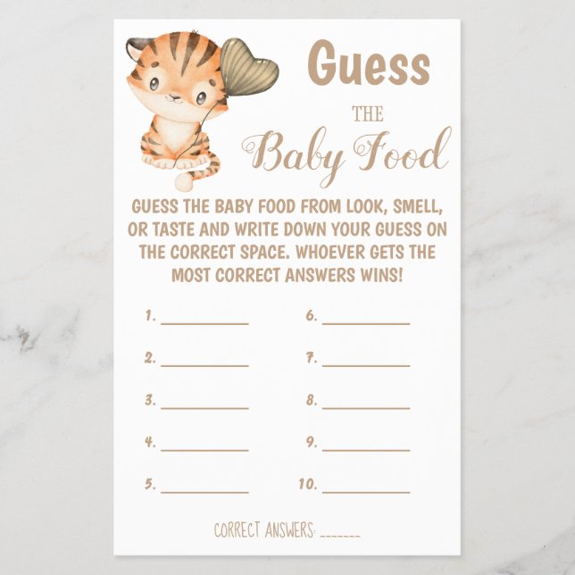 Guess the Baby Food | Baby Shower Game Card Flyer (Front)