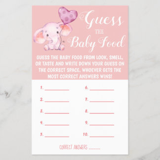 Guess the Baby Food | Baby Shower Game Card Flyer