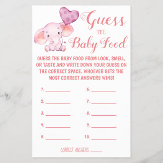 Guess the Baby Food | Baby Shower Game Card Flyer