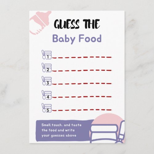 Guess the Baby Food Baby Shower Game Enclosure Card