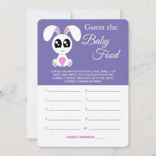 Guess the Baby Food, Baby Shower, Rabbit Game Card