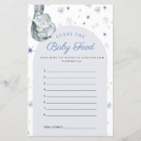 Guess The Baby Food Elephant Blue Baby Shower Game