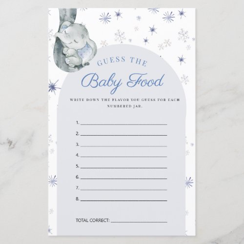 Guess The Baby Food Elephant Blue Baby Shower Game