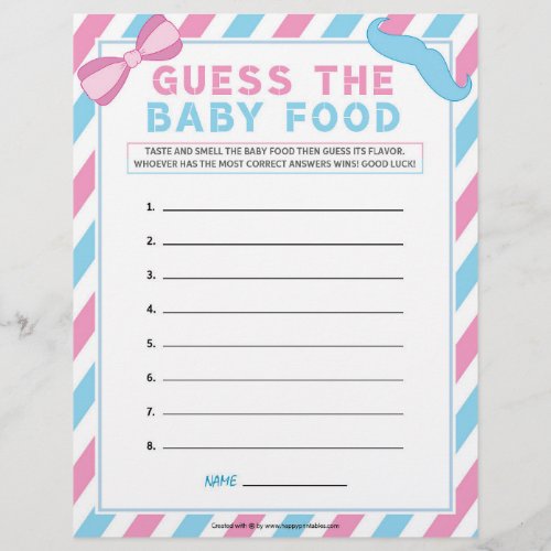 Guess The Baby Food Gender Surprise Letterhead