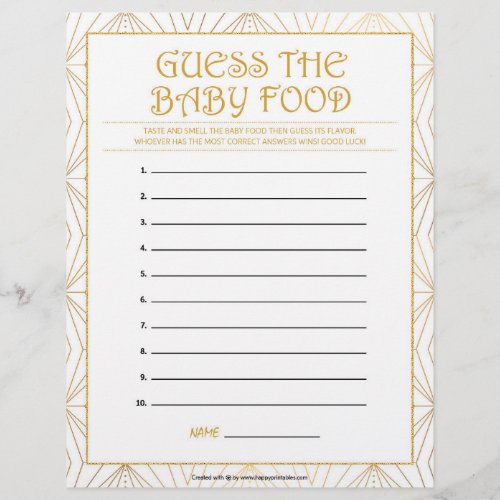Guess The Baby Food Golden Lines Letterhead