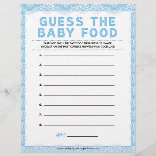 Guess The Baby Food Luxury Lace Blue Letterhead
