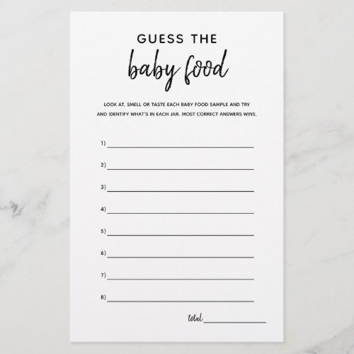 Guess the Baby Food Minimalist Baby Shower Game