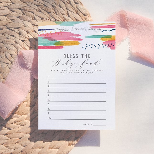 Guess The Baby Food | Modern Abstract Pink & Blue Invitation (Creator Uploaded)
