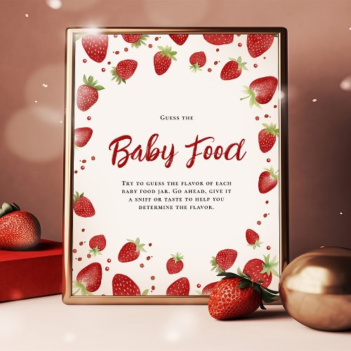 Guess the Baby Food Strawberry Baby Shower Sign