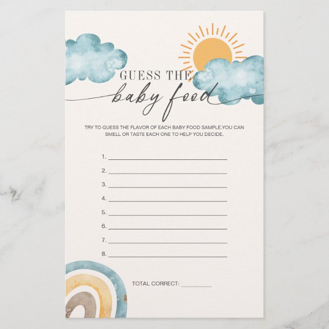 Guess The Baby Food | Sunshine Baby Shower Game (Front)