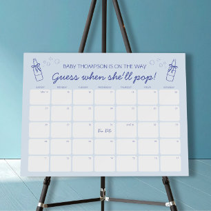 Guess the Birth Date Blue Soda Theme Baby Shower Foam Board