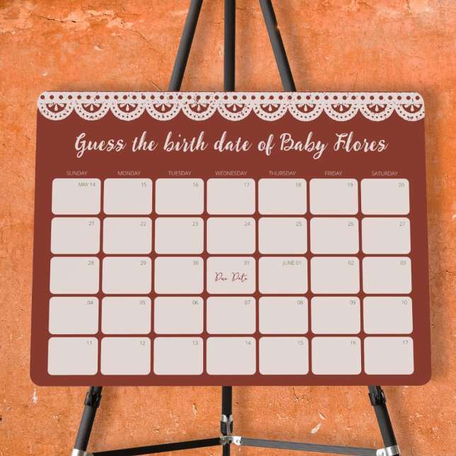 Guess the Birth Date Mexican Papel Picado Sign (Guess the Birth Date Mexican Papel Picado Sign)